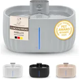 Pretty Paw Katzenbrunnen Kabellos mit Bewegungsmelder - Trinkbrunnen für Katze mit 45 Tagen Akku - Wasserbrunnen für Katzen mit Filter & 3 Liter Wassertank - Aqua Sense (Grau)