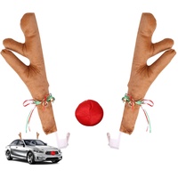 Maseaxi Rentiergeweih Car Kit, Auto Rudolph Rentier Dekor, Automobile Geweih Dekorationen Weihnachtsfeiertag mit Nase, Schwanz und Jingle Bell für Fahrzeuge