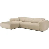 vente-unique Großes Ecksofa - Ecke links - Strukturstoff - Beige - POGNI von Maison Céphy