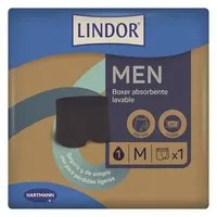 LINDOR MEN - saugfähige Inkontinenz-Boxershorts gegen Tropfen und Verlust, Größe M, waschbar bei 60 °C, ohne Biozide, Oeko-Tex, trocknergeeignet, Schwarz