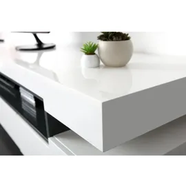 miliboo LIVO Design-TV-Möbel Lowboard 50 cm Weiß Holz/Kunststoff/MDF