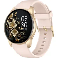 AcclaFit Smartwatch Damen Herren, 1.38 Zoll HD-Display Smart Watch mit Bluetooth Anrufe, Fitness Tracker mit Herzfrequenz SpO2 Schlafmonitor Schrit... - Rosa