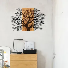 Asir Wanddekoration 85x58 cm Baum Holz/Metall - Braun/Schwarz