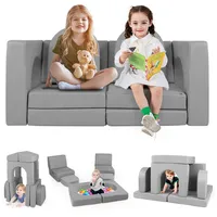 Costway Kindersofa, Grau, Textil, 72x60x142 cm, Kinder- & Jugendzimmer, Jugendmöbel, Jugendsofas