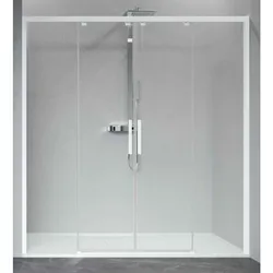 Novellini Kuadra 2.0 N2F Doppelte Schiebetür (2Festteile), Grösse 137-141cm, Profilfarbe silber