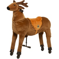 animal riding Reittier Elch „Rudi“ Medium/Large (für Kinder 5-8 Jahren, Farbe braun, Sattelhöhe 69 cm, mit Rollen) ARR008M