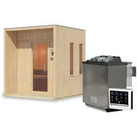 Karibu Design Saunahaus Arcadia Blackline - 73 mm naturbelassen