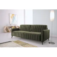 3-Sitzer EXXPO - SOFA FASHION "Grande, Schlafsofa, Dauerschläfer, Microvelours-Bezug, Breite 222cm", grün, B:222cm H:90cm T:100cm, Sofas, mit Bettfunktion und Bettkasten, komfortabler Federkern