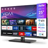 TuTu Fernseher 25 Zoll (64 cm), Full HD Smart TV mit WLAN, Triple Tuner (DVB-T/T2, DVB-C, DVB-S/S2), App Store, Mittelfuss [TUV25FQ1BC, 2024]