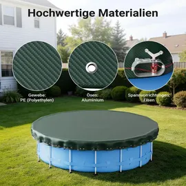 Wiltec Poolabdeckung rund schwarz/grün Ø 460 cm