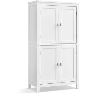 VASAGLE Badezimmerschrank 4 Türen 30 cm x 60 cm x 110 cm Weiß
