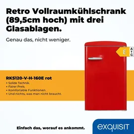 GGV Exquisit RKS120-V-H-160E Retro-Kühlschrank (122 l, 895 mm hoch, Rot)