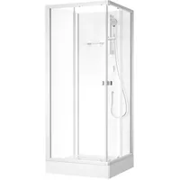 Duschkabine 85x85 MARWELL Komplettdusche Fresh Shower Square - 85x85x205cm - Komplettdusche mit Eckeinstieg - mit Gleittüren - hochwertige Alumini... - Silber