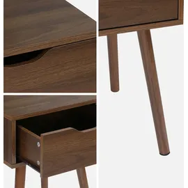 sweeek - 2er-Set Nachttisch mit nussfarbenem Holzdekor, 1 Schublade