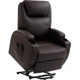 HOMCOM Fernsehsessel Elektrisch Relaxsessel mit Aufstehhilfe, Liegefunktion, TV-Sessel mit Fernbedienung mit USB-Anschluss, Becherhalter, Seitentasche, Kunstleder, für Wohnzimmer, Dunkelbraun   Aosom