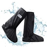 Wasserdicht Überschuhe,Regenschutz Schuhe Wiederverwendbare, für Regen Schnee Outdoor Rutschfester, Wasserdichter Schutz von den Zehen bis zur Wade, für Männer Frauen (Schwarz, M)