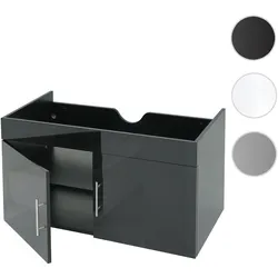 Waschbeckenunterschrank HWC-D16, Waschtischunterschrank Waschtisch Unterschrank Badm√∂bel, FSC¬Æ hochglanz 90cm ~ schwarz