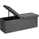 Songmics Sitzbank mit Stauraum, klappbare Sitztruhe, Aufbewahrungsbox, 38 x 110 x 38 cm, Deckel klappbar, bis 300kg Halbdeckel, - Grau