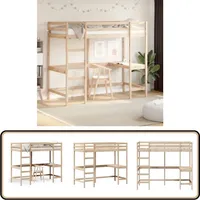 Hochbett Mit Schreibtisch 90x190 Cm Massivholz Kiefer - Hochbett - Jugendzimmer - Kinderschlafzimmer - Schreibtischbett - Massivholzbette