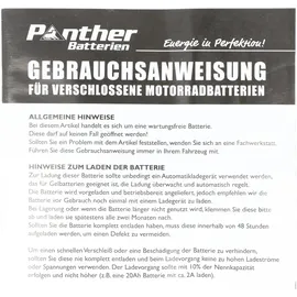 PANTHER Motorrad Gel 50812 8 Ah 80 A