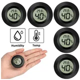 Olotos Hygrometer Digitales Thermo-Hygrometer Thermometer Temperatur Messgerät 5er-Set, Mini LCD für Kontrolle Innenraum Luftfeuchtigkeit Kühlschrank schwarz