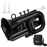 PAMPET Dolphin Pocket Trompete Kunststoff Bb Trompete Standard Trompete für Schüler Anfänger Bb Trompeten Instrument (Schwarz)