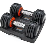 TREXO Verstellbare Hantelset 2x 5,75 kg Hanteln aus Stahl mit rutschfestem Griff Ideal für das Krafttraining zu Hause und im Fitnessstudio Hantelset Kurzhantel mit stabilem Sockel