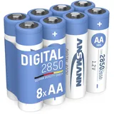 Ansmann Akku Mignon AA 2650 mAh, 8 Stück, 1,2V NI-MH, wiederaufladbar, hohe Kapazität ideal für Kameras, Blitzgeräte, Digitalkameras, Wildkameras