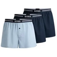 Boss Boxershorts 3P Woven Boxer (Packung, 3-St., 3er Pack) mit Eingriff mit Knopf blau S (48)