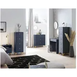 Lomadox Schlafzimmer-Set ALBENGA-80, (Spar-Set, 6-tlg), in blau mit goldenen Griffen und Füßen blau