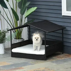 PawHut Hundehöhle Rattan 98 x 70 cm Braun