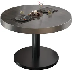 BN | Bistro Loungetisch | Ø:H 60 x 36 cm | Edelstahl Rand | Wenge / Schwarz