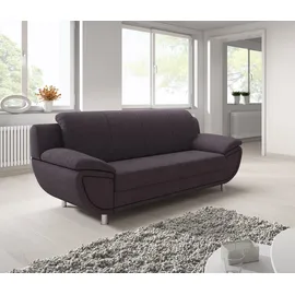 TRENDMANUFAKTUR 3-Sitzer TRENDMANUFAKTUR "Rondo II zeitlos und bequem", braun (rosybraun), B:207cm H:85cm T:94cm, Struktur ( 100% Polyester), Sofas, wahlweise mit komfortablem Federkern, mit extra breiten Armlehnen