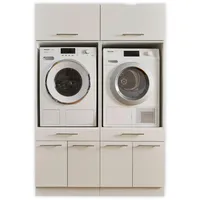 Laundreezy 2x Waschmaschinenschrank mit 2x Schrankaufsatz, Weiß - Waschmaschinen-Überbauschrank