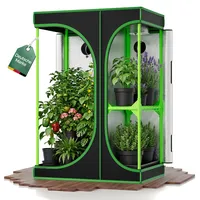 Grow Zelt für Pflanzen Zuchtzelt Gewächshaus Box Zuchtschrank Garten Anzucht Gemüse Kräuter Grow Schrank Indoor Blumen klein Tomaten Hydro Green Kingpower, Größe:90 x 60 x 135 cm (12)
