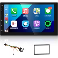 Podofo 2 Din Android Autoradio Carplay Android Auto HiFi 7"-Touchscreen GPS WiFi Bluetooth FM RDS Radio Dual USB Doppel-DIN-Autoradio-Videoplayer+ISO-Adapterkabel+Rahmen