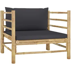 vidaXL Gartensofa mit Dunkelgrauen Kissen Bambus