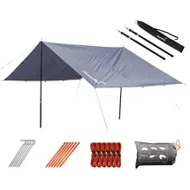 Skandika Sonnensegel L 3x3 Meter Set mit Teleskopstangen | Multifunktionaler Sonnenschutz