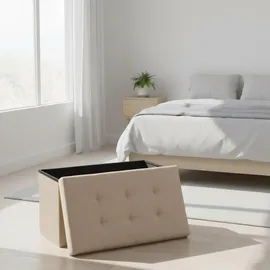 Relaxdays Sitzbank Truhenbank Beige 38 x 76 x 38 cm