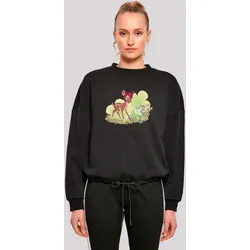 Sweatshirt F4NT4STIC "Disney Bambi Disney Bambi & Thumper Playing", Damen, Gr. XS, schwarz, Obermaterial: 65% Baumwolle, 35% Polyester, casual, oversize, Rundhals, Langarm ohne Bündchen, Sweatshirts, Premium Qualität
