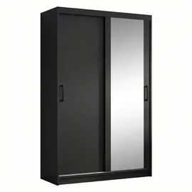 beautysofa Schwebetürenschrank HELA 100 x 204,5 x 60 cm Schwarz