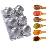 Stgbcst Magnetisches Gewürzdosen-Set aus Edelstahl, Gewürzdosen-Magnet-Set (mit Magneten), Küchenmagnetdose, 4,5 x 6,3 cm, 1200 g, geeignet für Küchenkühlschränke (Style 1)