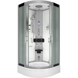 SeniorBad D46-50M0 Komplettdusche mit Pendeltür 90 x 90 cm weiß Sicherheitsglas ESG