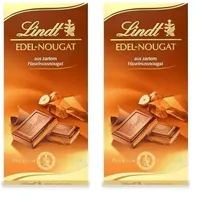 Lindt Schokolade Edel-Nougat | 5 x 100 g Tafel | Vollmilch-Schokolade mit zartem Haselnussnougat | Schokoladentafel | Schokoladengeschenk (Packung mit 2)