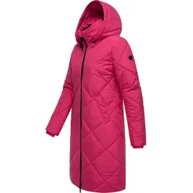 Ragwear Damen, Wintermantel Warmer wasserdichter Steppmantel lang mit abnehmbarer Kapuze Rebela YOUMODO Fuchsia Gr. S - S