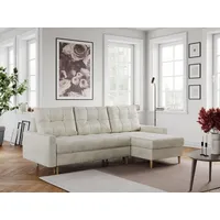 MKS MEBLE Ecksofa - L-Form Sofa mit Schlaffunktion - Wohnlandschaft L Form, Ecksofa mit Schlaffunktion und Bettkasten, Schlafsofa mit Bettkasten, Couch mit Schlaffunktion - Beige Colin