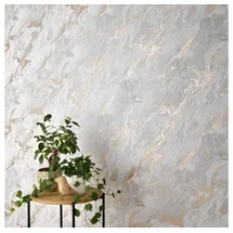 Erismann Vliestapete Marmoroptik 32 cm x 1000 cm 10 m Gold/Grau/Weiß 10318-10