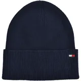 Tommy Hilfiger Strickmütze Mütze Cotton Cashmere Beanie Baumwolle Kaschmir Blau Navy One Size - Einheitsgröße