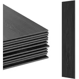 Relaxdays PVC Bodenbelag selbstklebend, 5m2/36 Stück, Holzoptik, Bad, Küche, Klebefliesen 91x15cm rutschfest, dunkelgrau