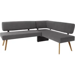 Eckbank OTTO PRODUCTS "Alessja", grau (dunkelgrau, eiche natur), B:192cm H:88cm T:152cm, Massivholz, Holzwerkstoff, Polyester, Sitzbänke, Breite langer Schenkel 192 oder 212 cm, Gestell aus Eiche Massivholz